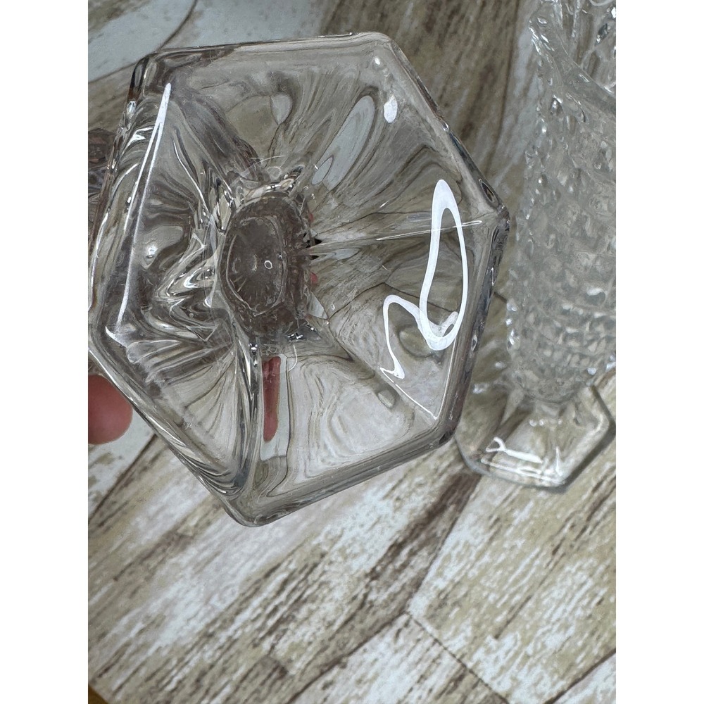 2 Vintage Fostoria American Clear Glass Bud Vases Hexagon Base 6" - Picture 5 of 6